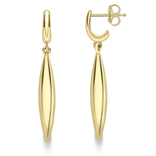 9ct Gold Polished Marquise Drop Earrings