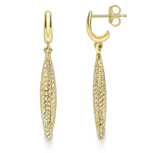 9ct Gold Faceted Marquise Drop Earrings