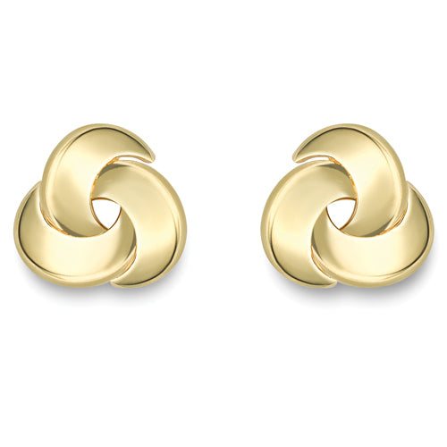 9ct Gold Polished Triple Knot Stud Earrings