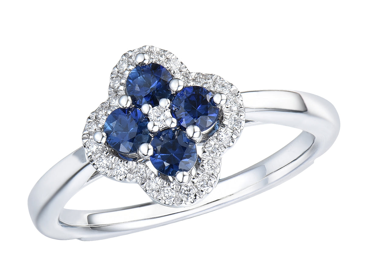 Platinum Sapphire & Diamond Set Multi Cluster Ring