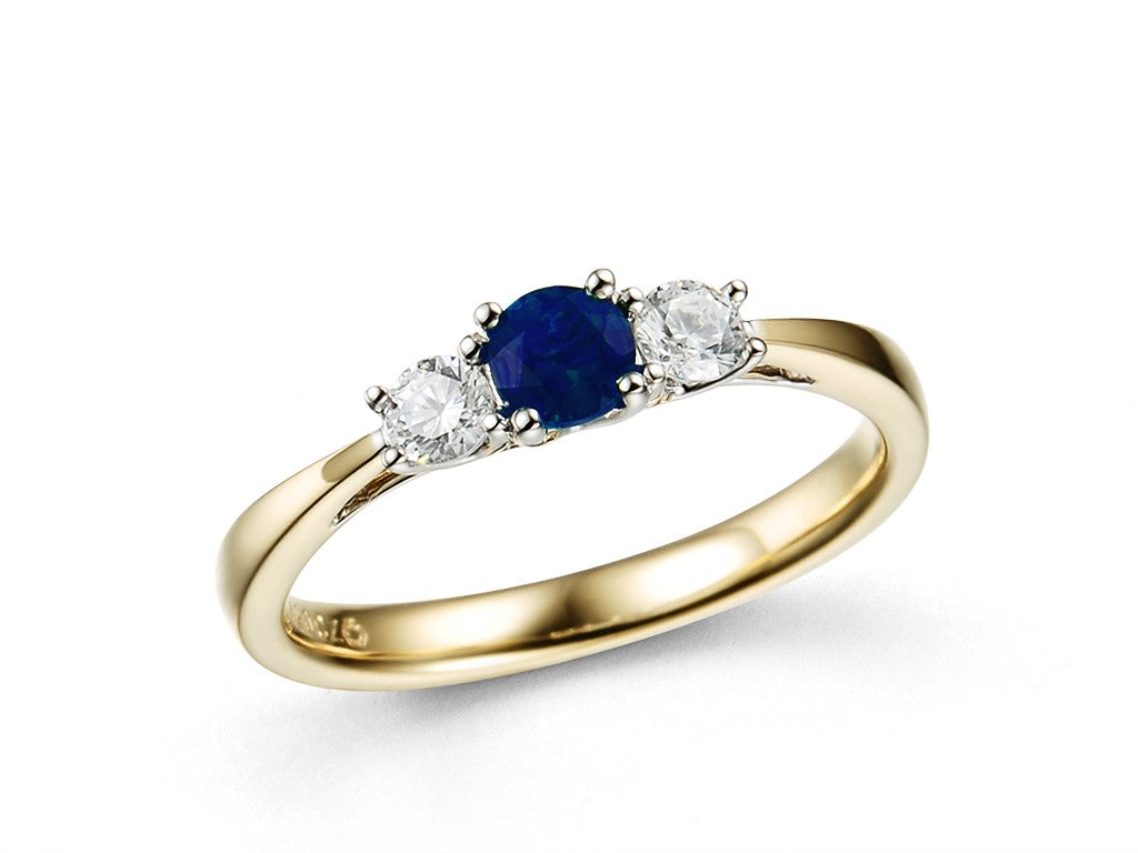 18ct Gold Sapphire & Diamond Set Three Stone Trilogy Ring