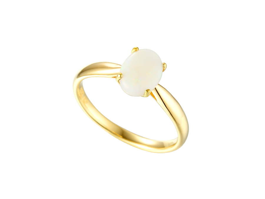 9ct Gold Oval Opal 4 Claw Set Dress Ring