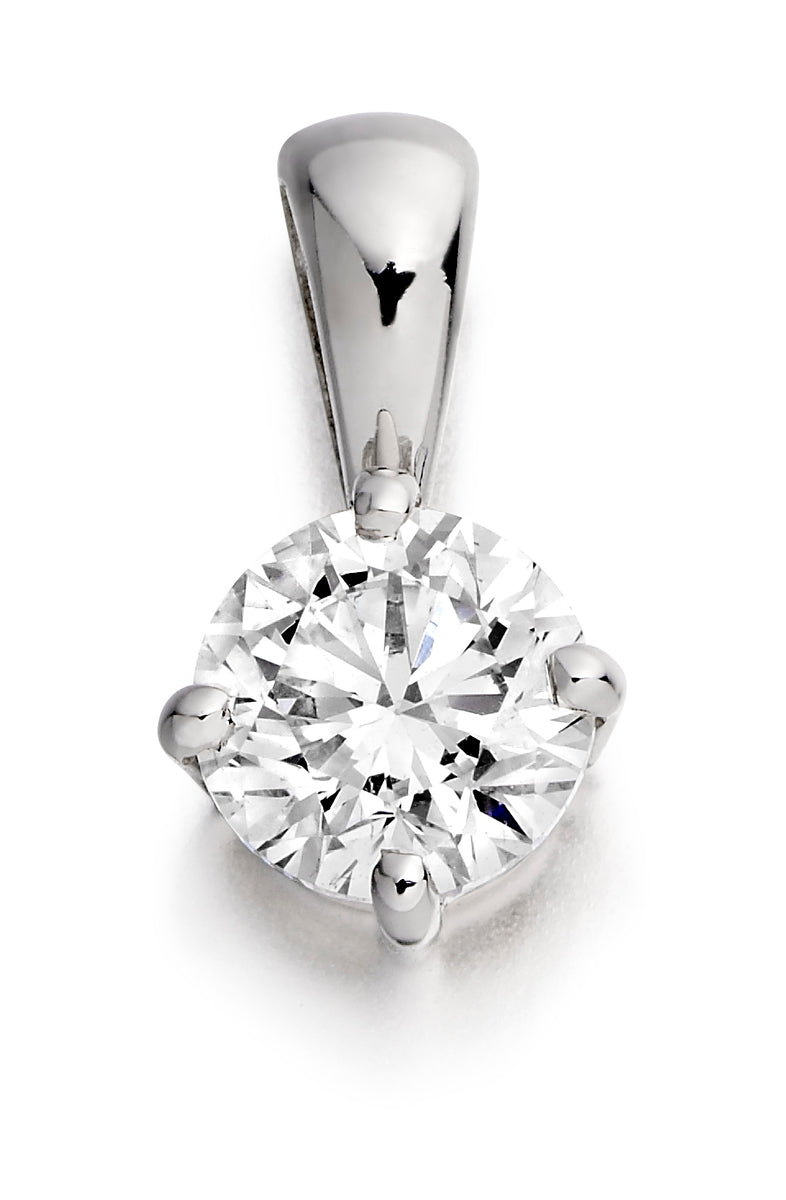 18ct White Gold 4 Claw Set 0.50ct Diamond Pendant Necklace