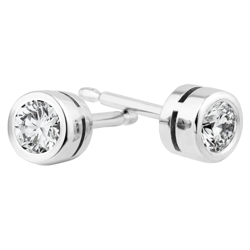 18ct White Gold Rubover Set 0.25ct Diamond Stud Earrings