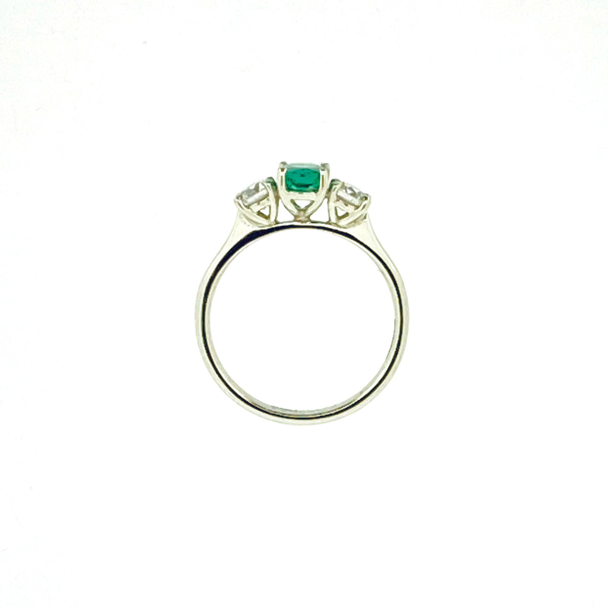 Platinum Emerald & Diamond Set Three Stone Trilogy Ring