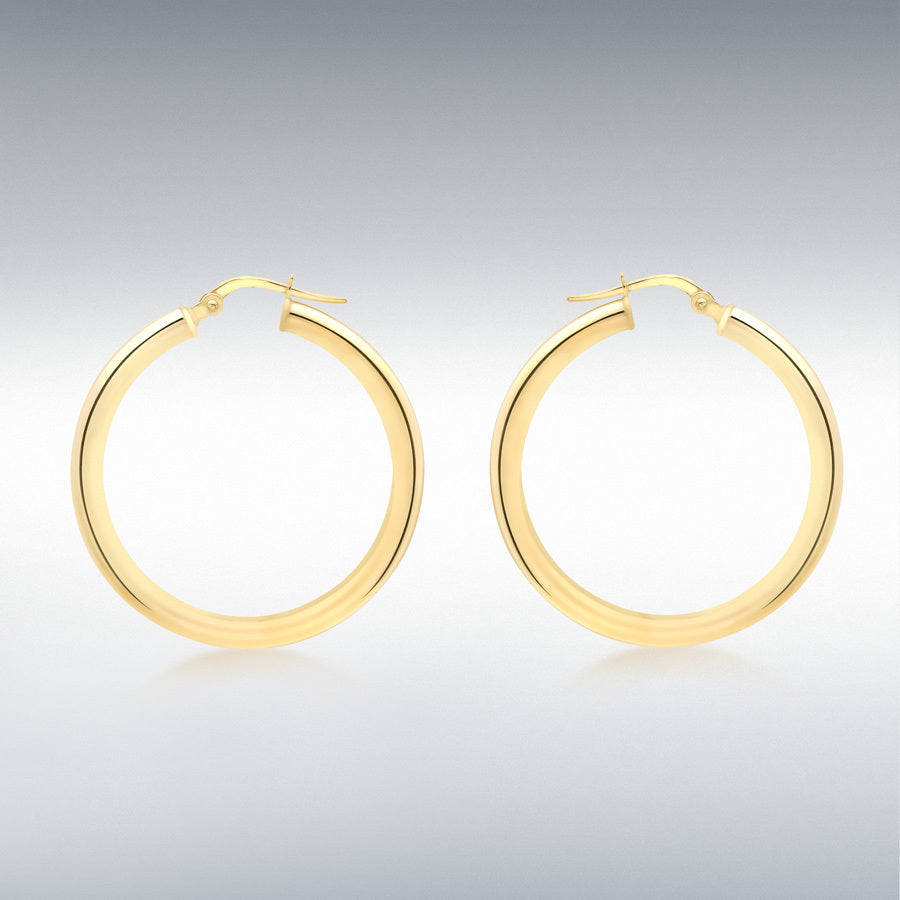 9ct Gold Plain Polished 30mm Hoop Earrings
