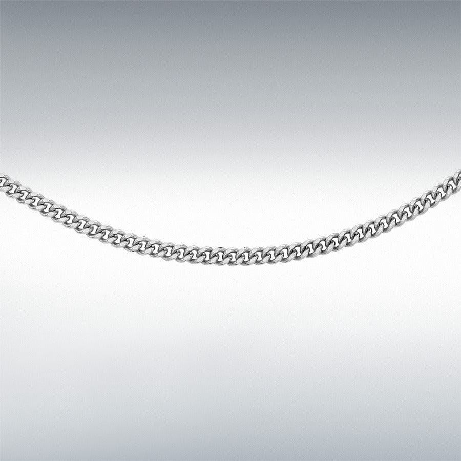 9ct White Gold Diamond Cut Curb Chain Link 18" Necklace