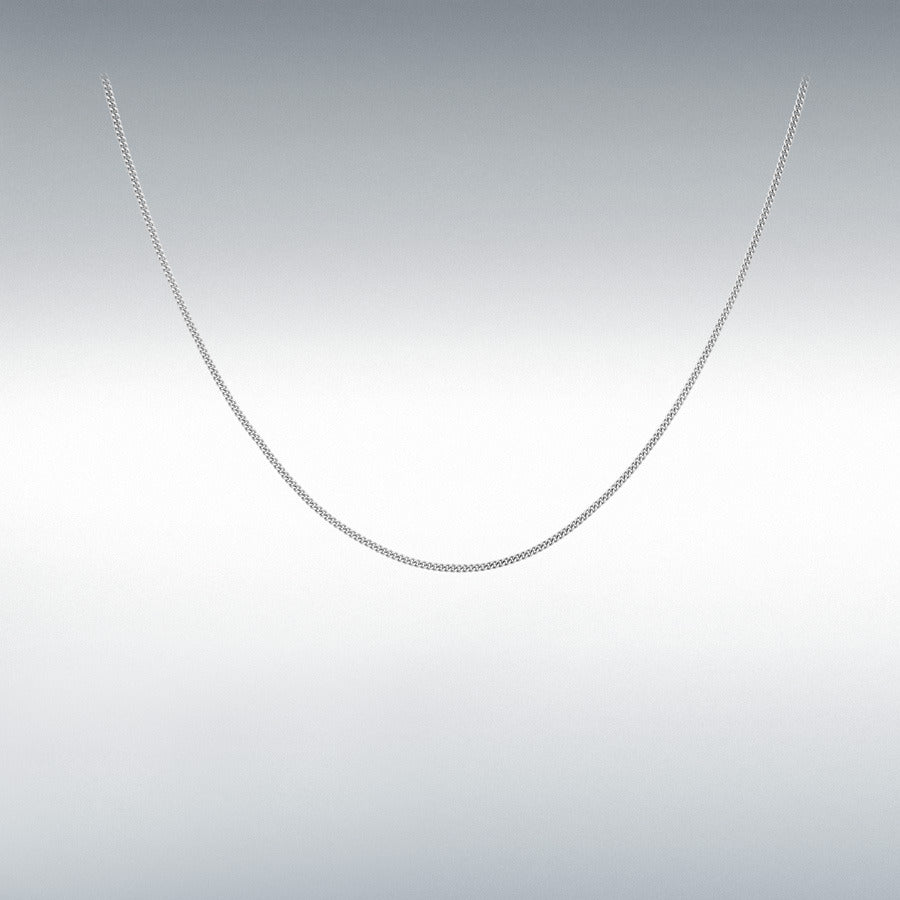 9ct White Gold Diamond Cut Curb Chain Link 18" Necklace