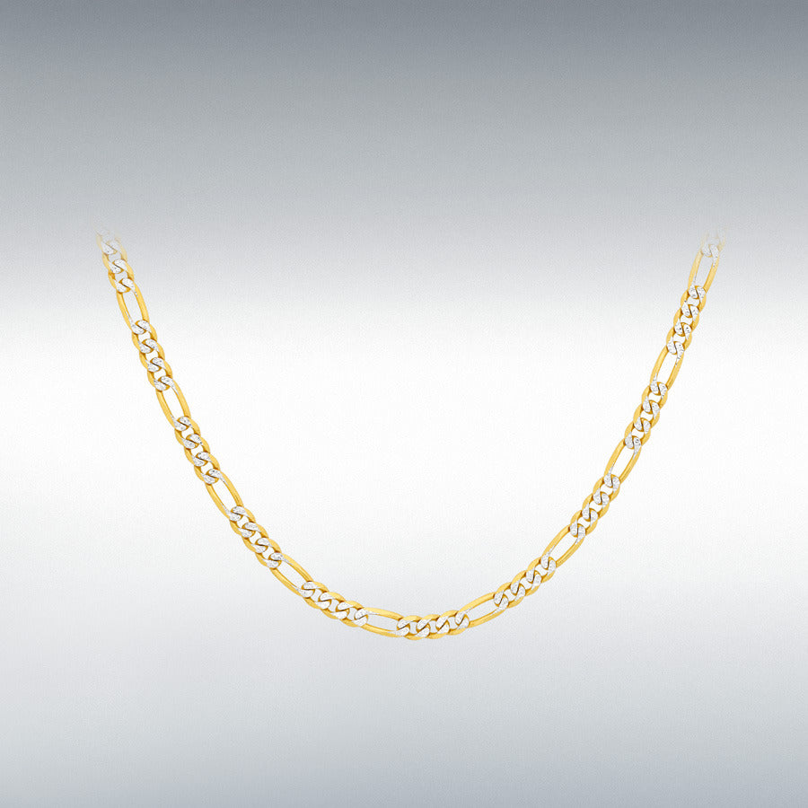 9ct Yellow & White Gold Figaro Chain Link 18" Necklace