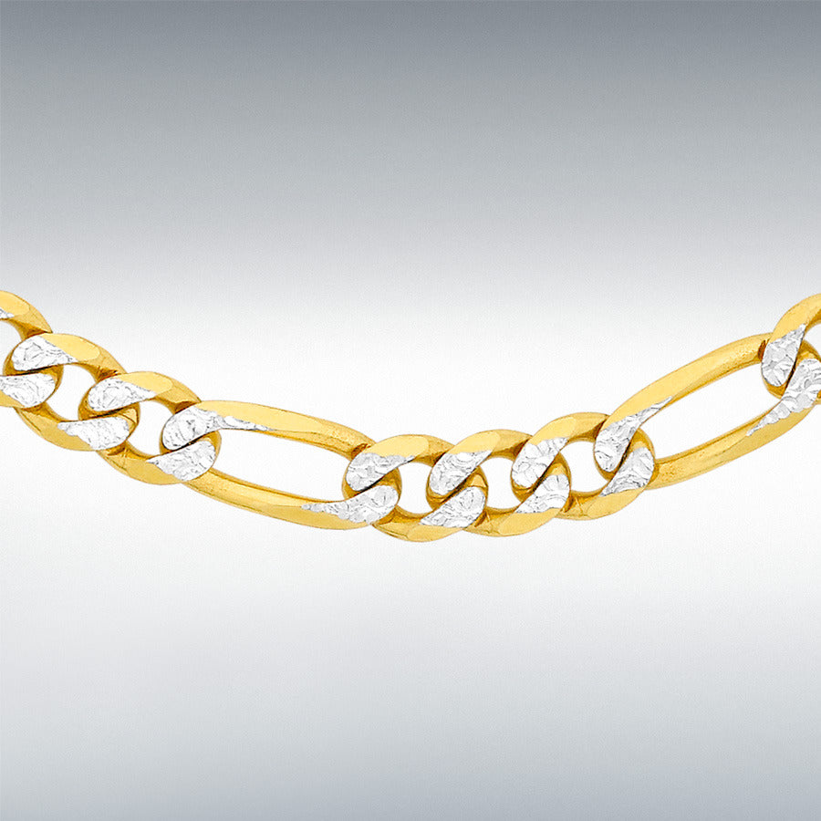 9ct Yellow & White Gold Figaro Chain Link 18" Necklace