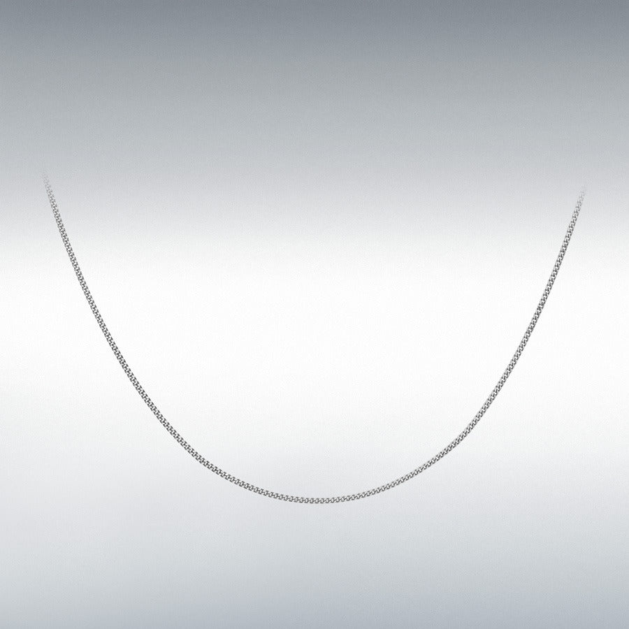 9ct White Gold Diamond Cut Curb Chain Link 18" Necklace