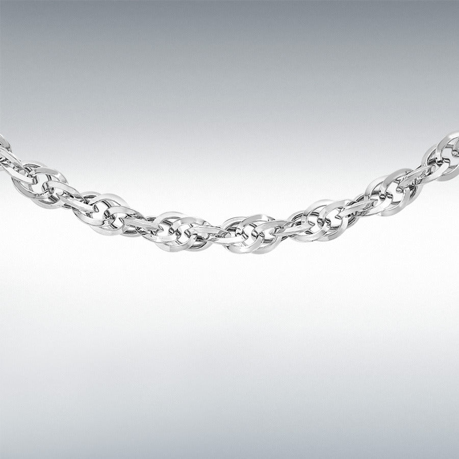 9ct White Gold Hollow Diamond Cut Prince of Wales Rope Chain Link 16" Necklace