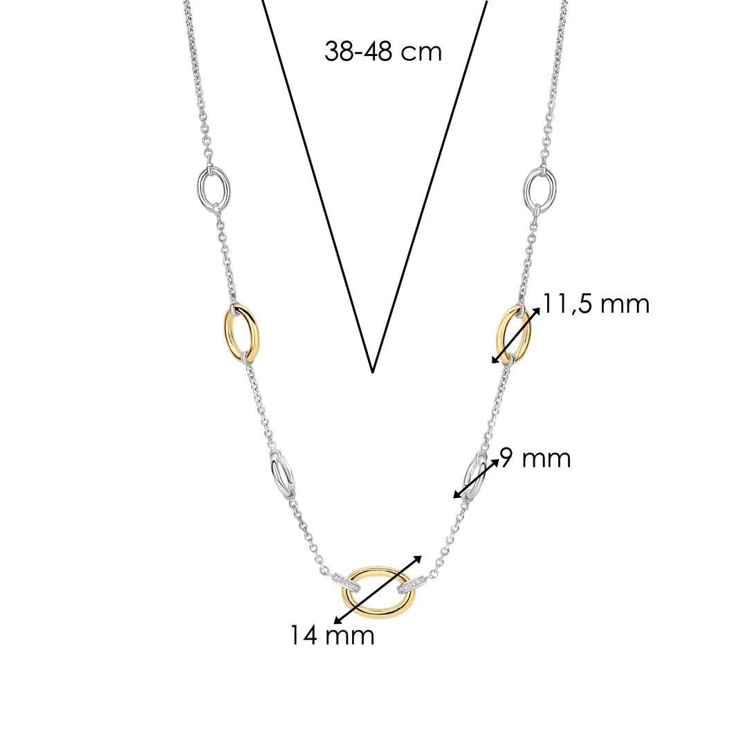 TI SENTO Classic Charm Sterling Silver & Gold Plated Cubic Zirconia Set Necklace