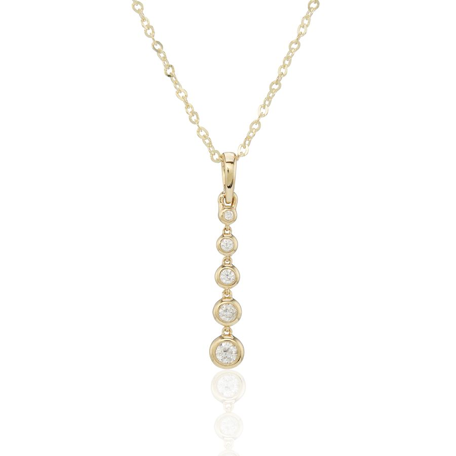 9ct Gold Diamond Set Bubble Pendant Necklace