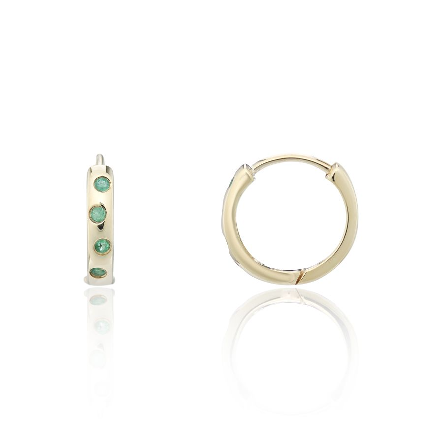 9ct Gold Emerald Set Hoop Earrings