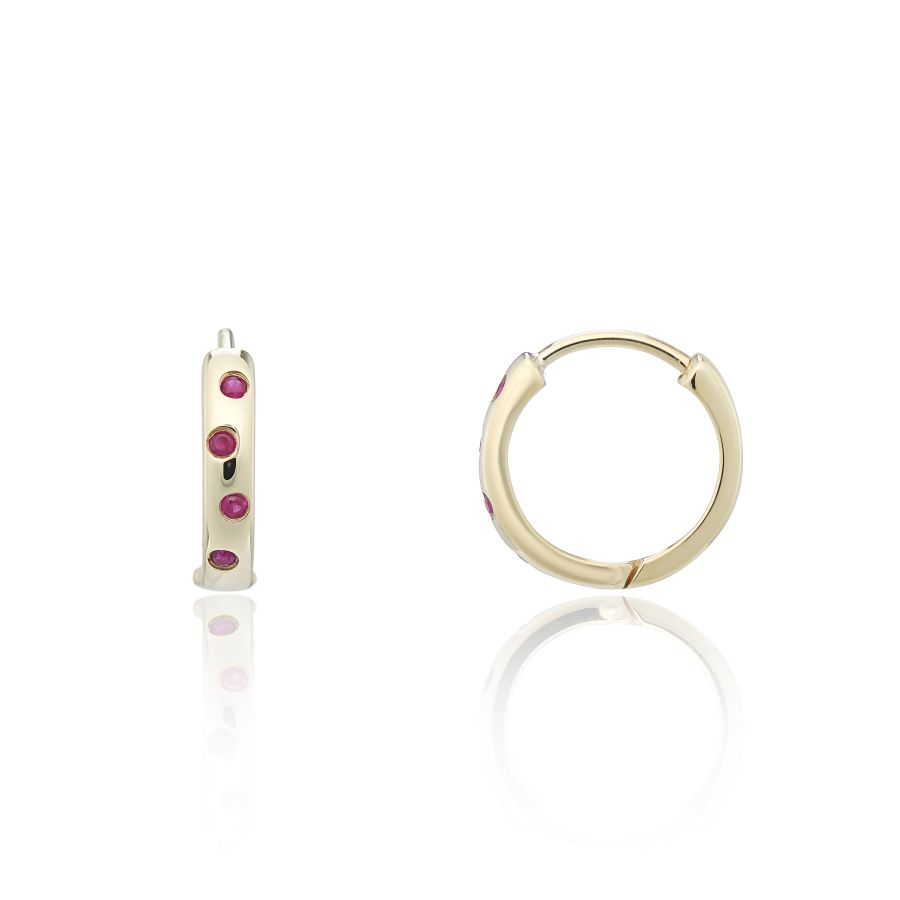 9ct Gold Ruby Set Hoop Earrings