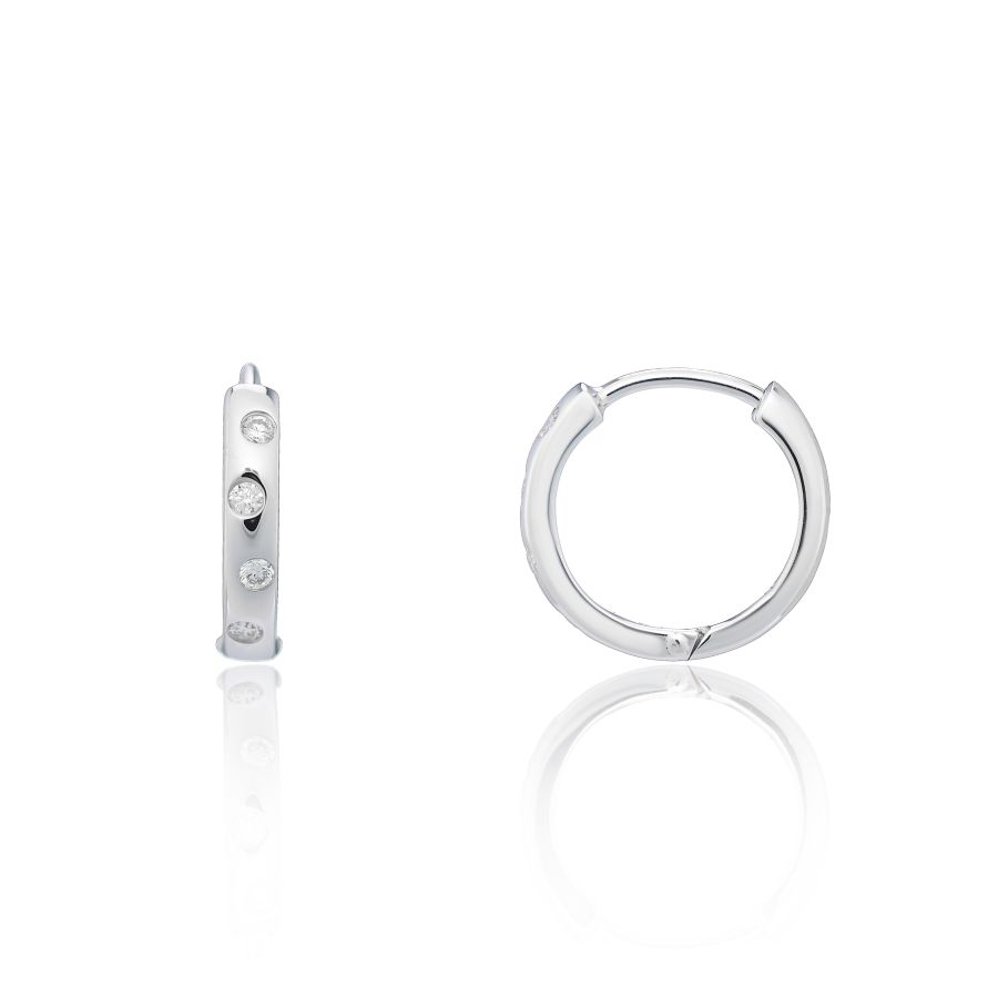 9ct White Gold Diamond Set Hoop Earrings
