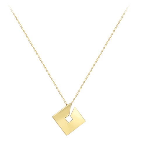 9ct Gold Open Square Swirl Pendant Necklace