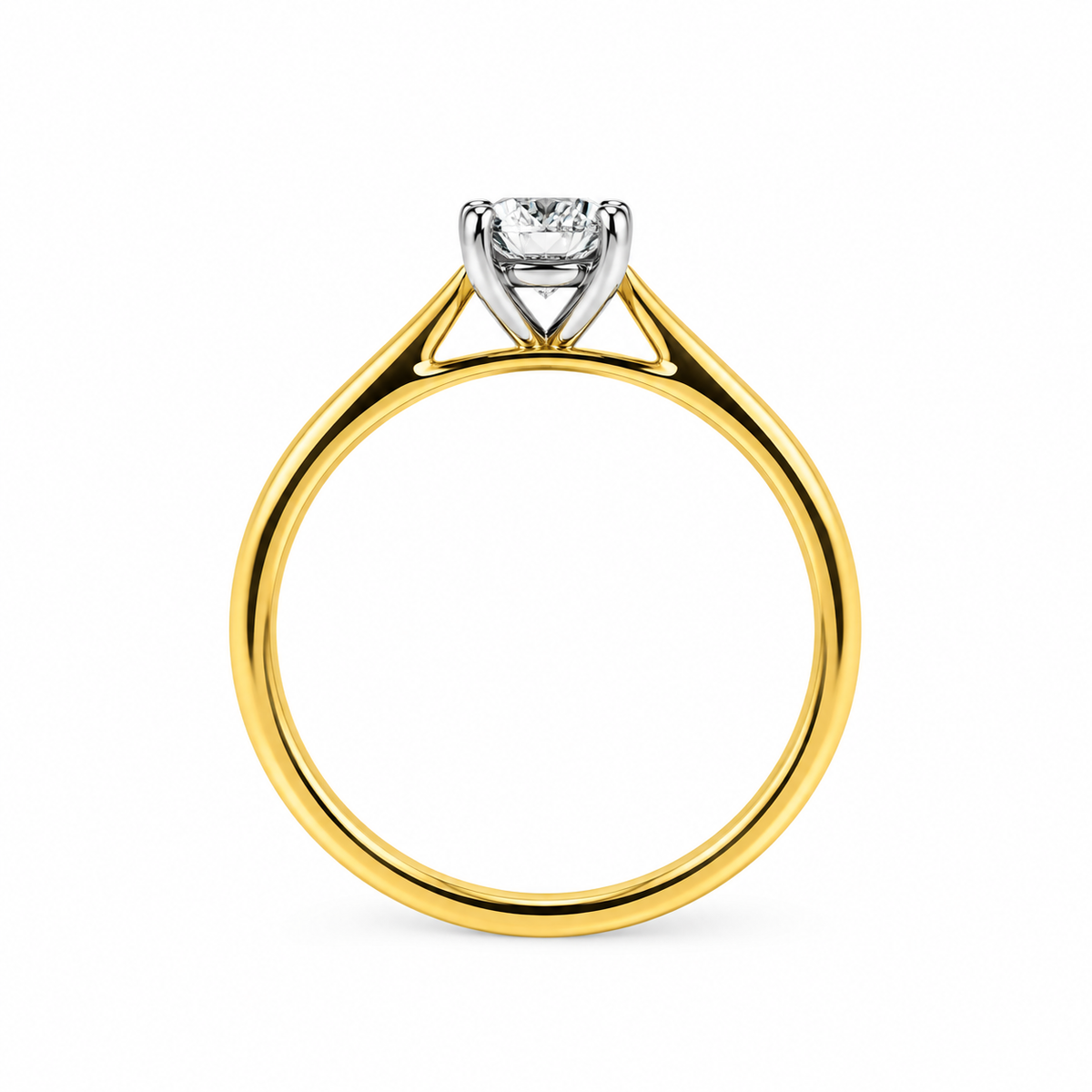 18ct Yellow Gold & Platinum Solitaire 4 Claw Set 1.00ct Single Stone Diamond Ring