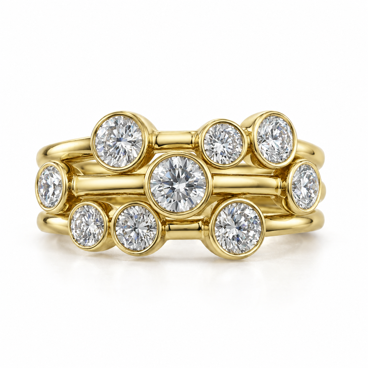 18ct Yellow Gold Diamond Set Bubble Dress Ring