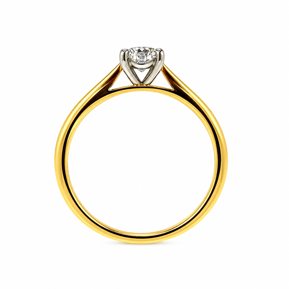 18ct Yellow Gold & Platinum Solitaire 4 Claw Set 0.39ct Single Stone Triple X Diamond Ring