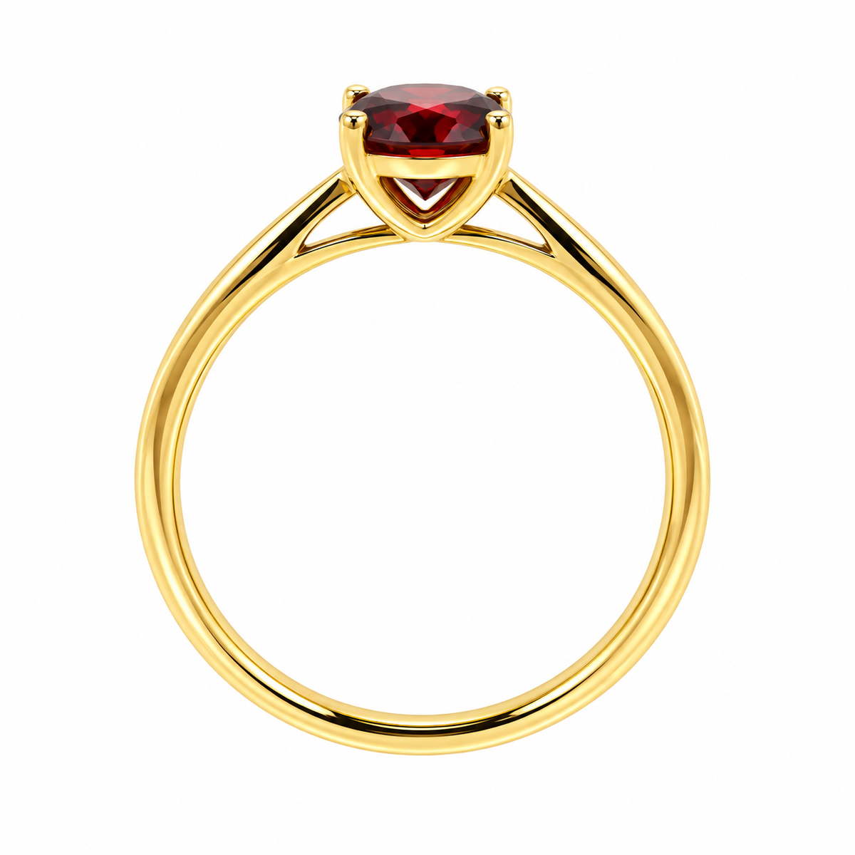 9ct Gold Oval Garnet Claw Set Solitaire Ring
