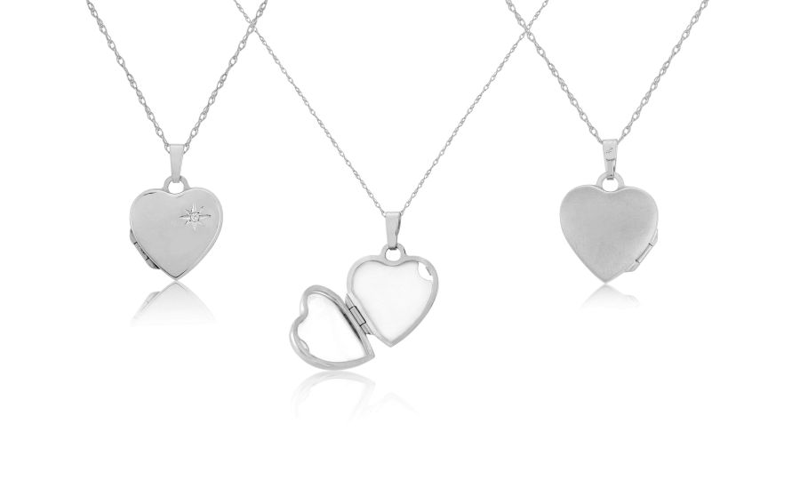 Sterling Silver Heart Shaped Diamond Set Locket Pendant Necklace