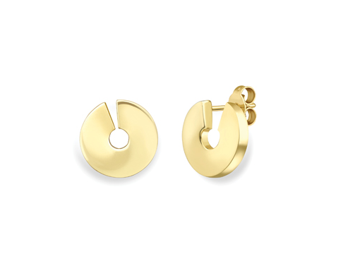 9ct Gold Open Circular Swirl Stud Earrings
