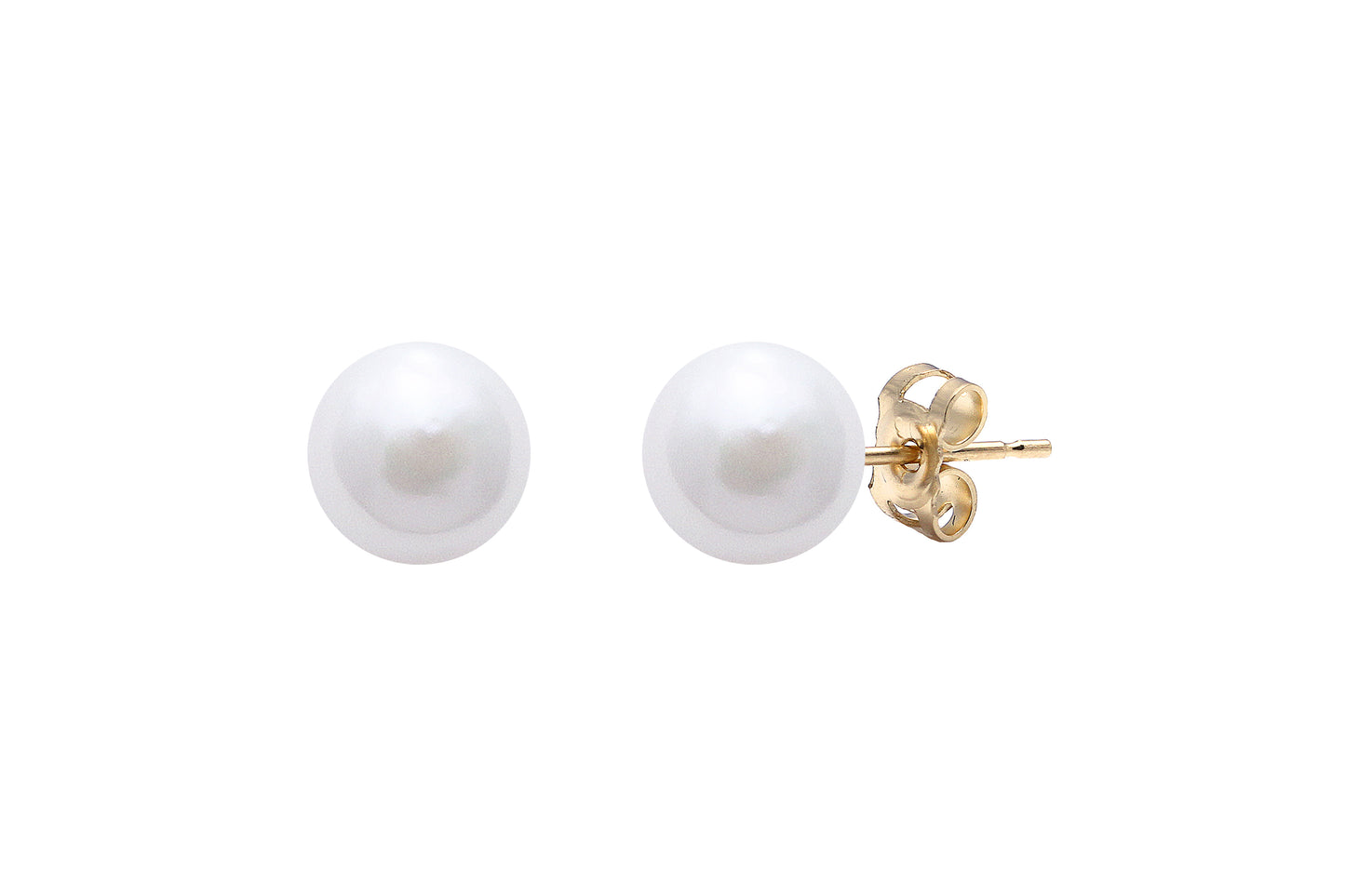 9ct Gold 7-7.5mm Cultured Japanese Akoya Pearl Stud Earrings