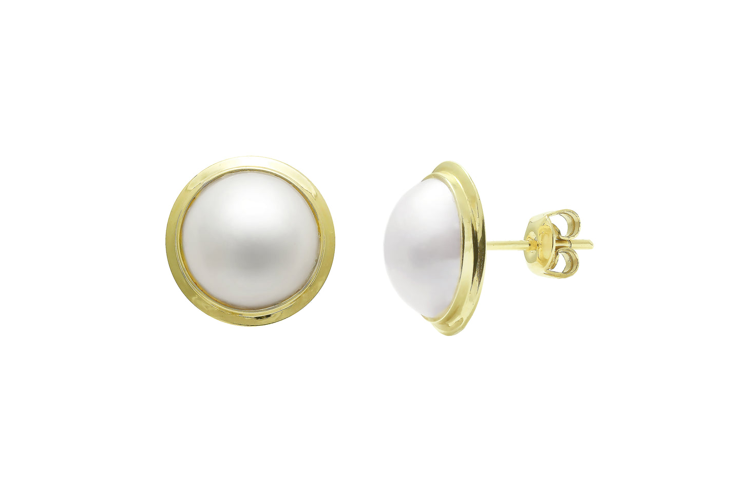 9ct Gold Mabe Pearl Stud Earrings