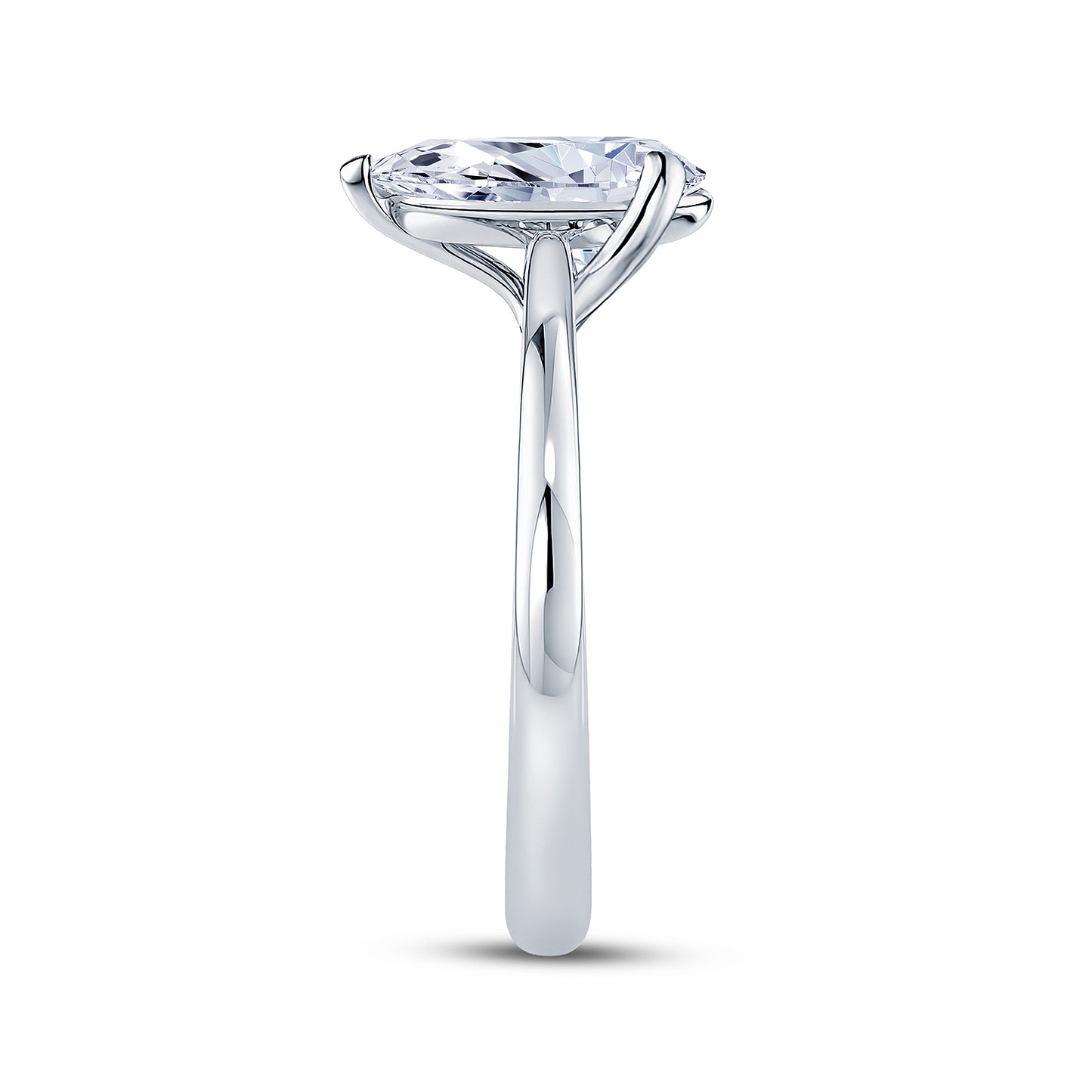 Platinum Solitaire 4 Claw Set 1.64ct Single Stone Pear Cut Lab Grown Diamond Ring