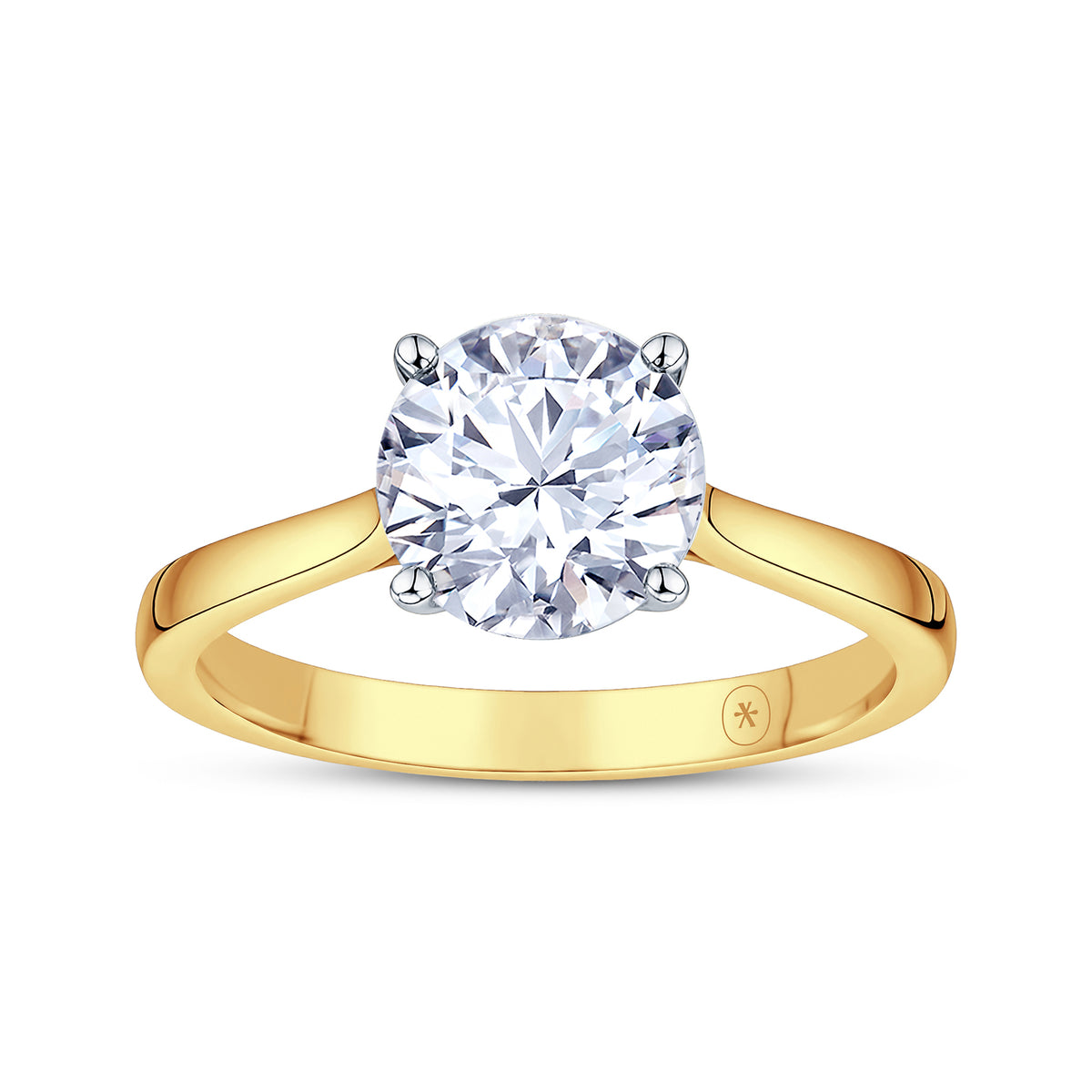 18ct Gold & Platinum Solitaire 4 Claw Set 3.01ct Single Stone Lab Grown Diamond Ring