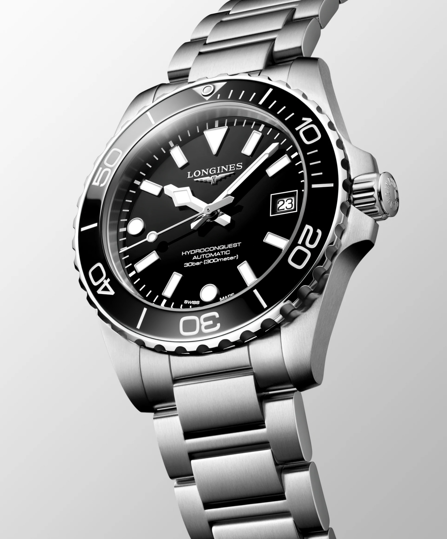 Longines HydroConquest Black Dial Stainless Steel Mens Watch (39mm) L37794566