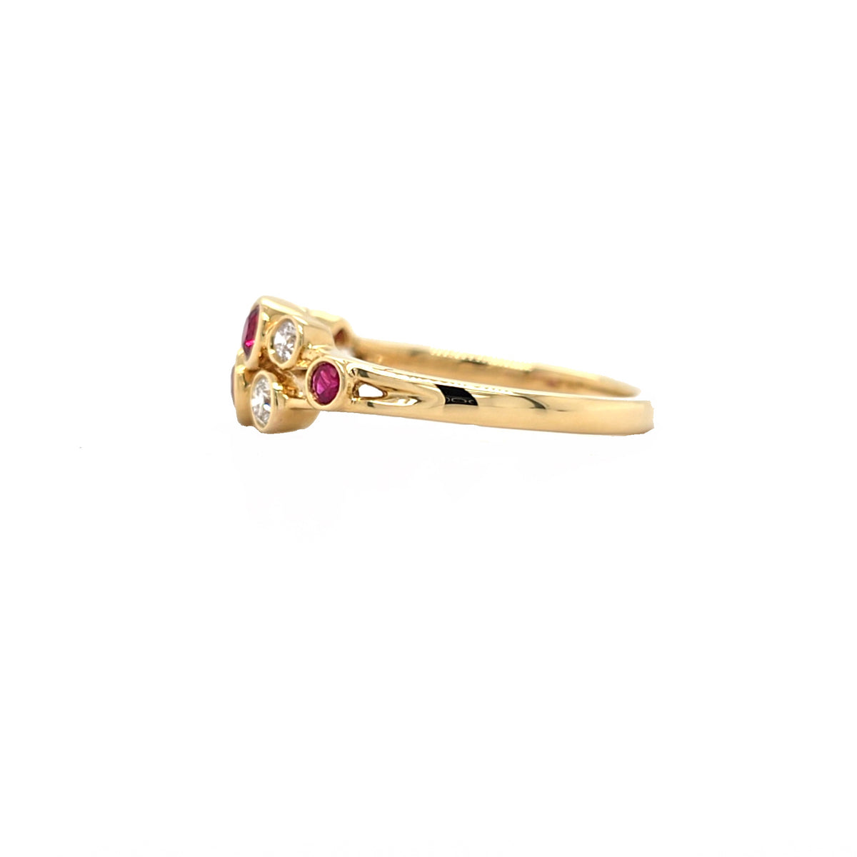 18ct Gold Ruby & Diamond Set Bubble Dress Ring