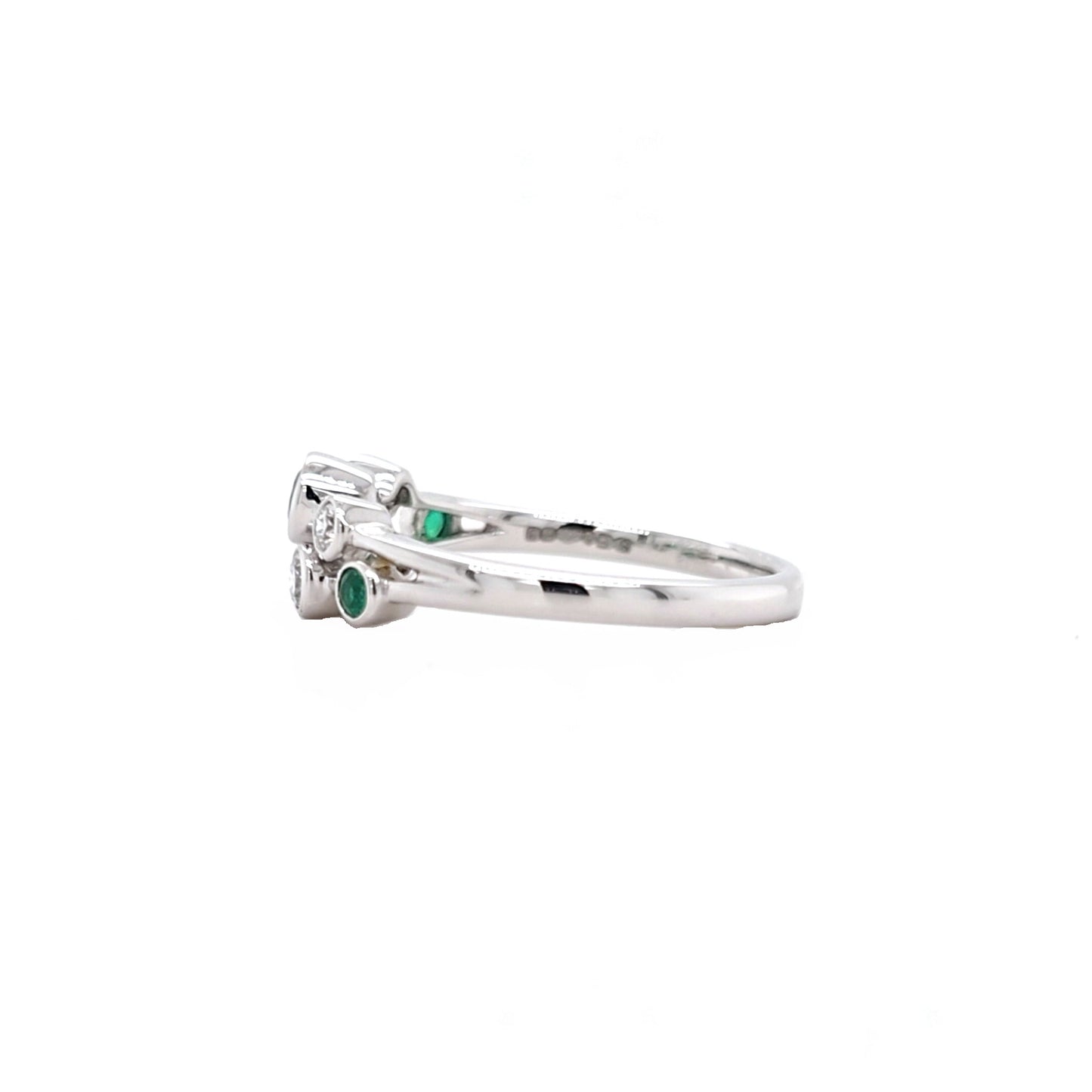 Platinum Emerald & Diamond Set Bubble Dress Ring