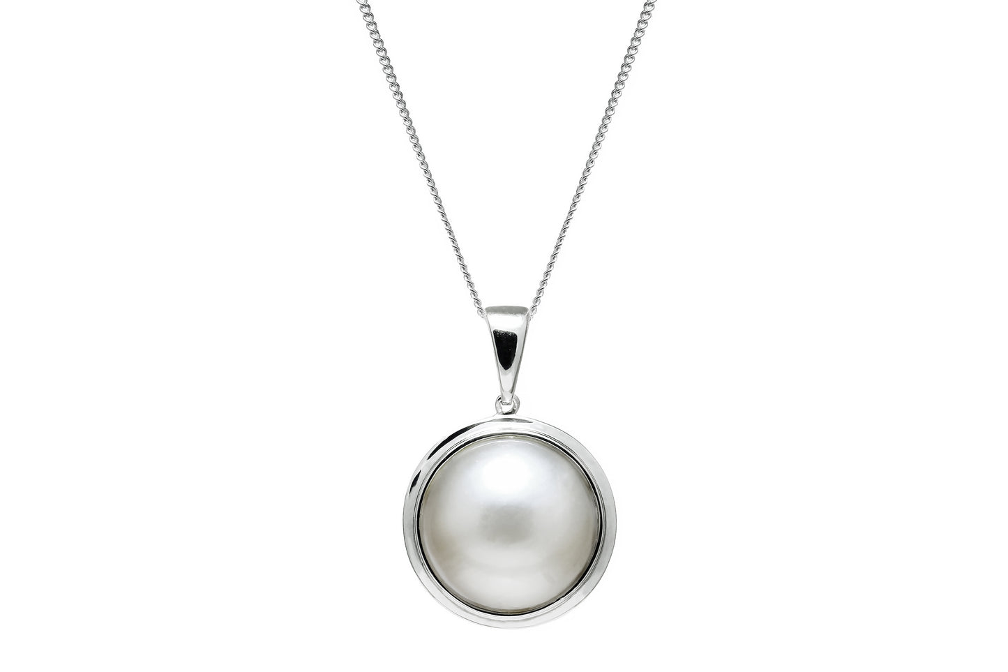 Sterling Silver Mabe Pearl Pendant Necklace