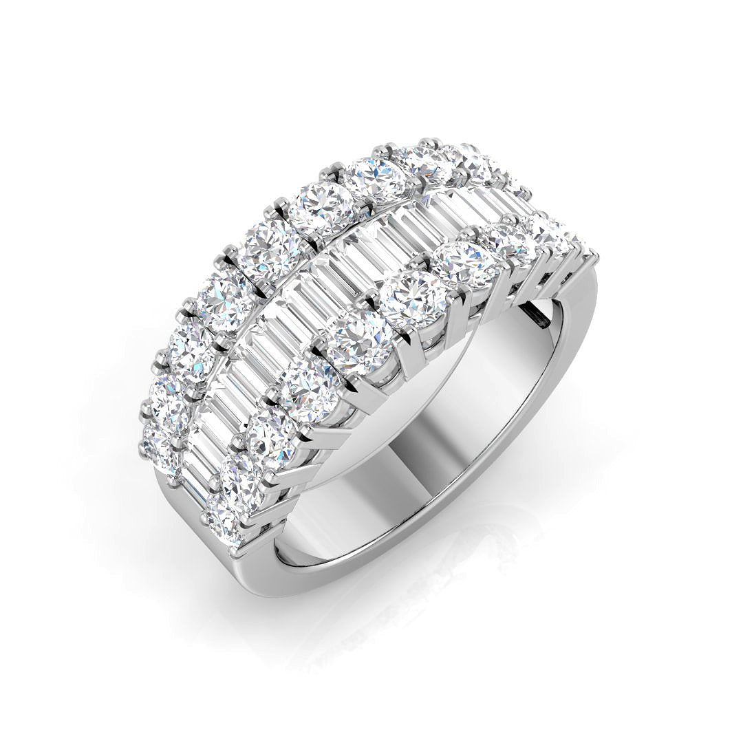 Platinum Three Row Graduated Diamond Set 1.91ct Dress Ring