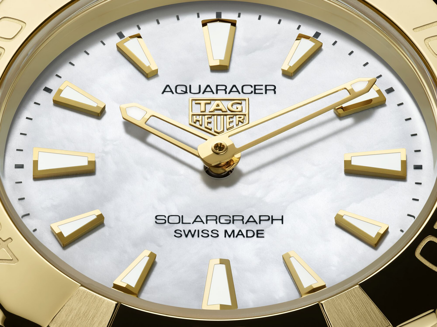 TAG Heuer Aquaracer Professional 100 Solargraph Two Tone Mother of Pearl Dial Womens Quartz 28mm Watch WBP1423.BB0006