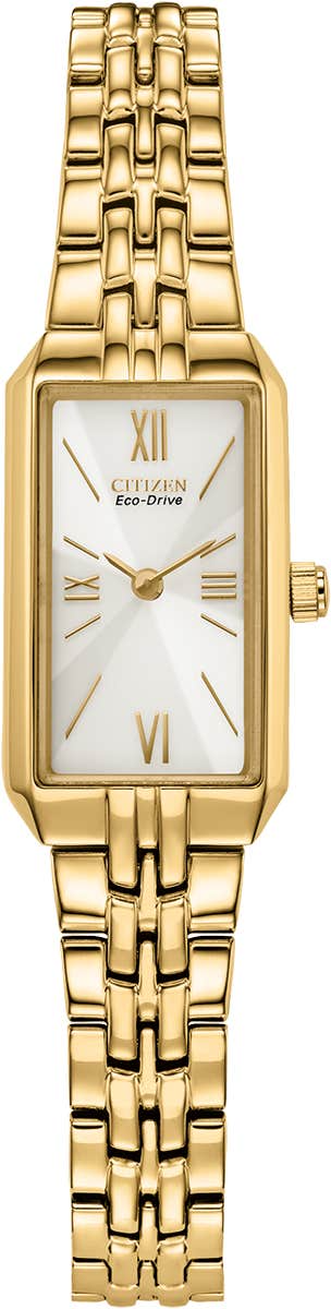 Citizen Eco-Drive Silhouette Champagne Dial Gold Plated Womens