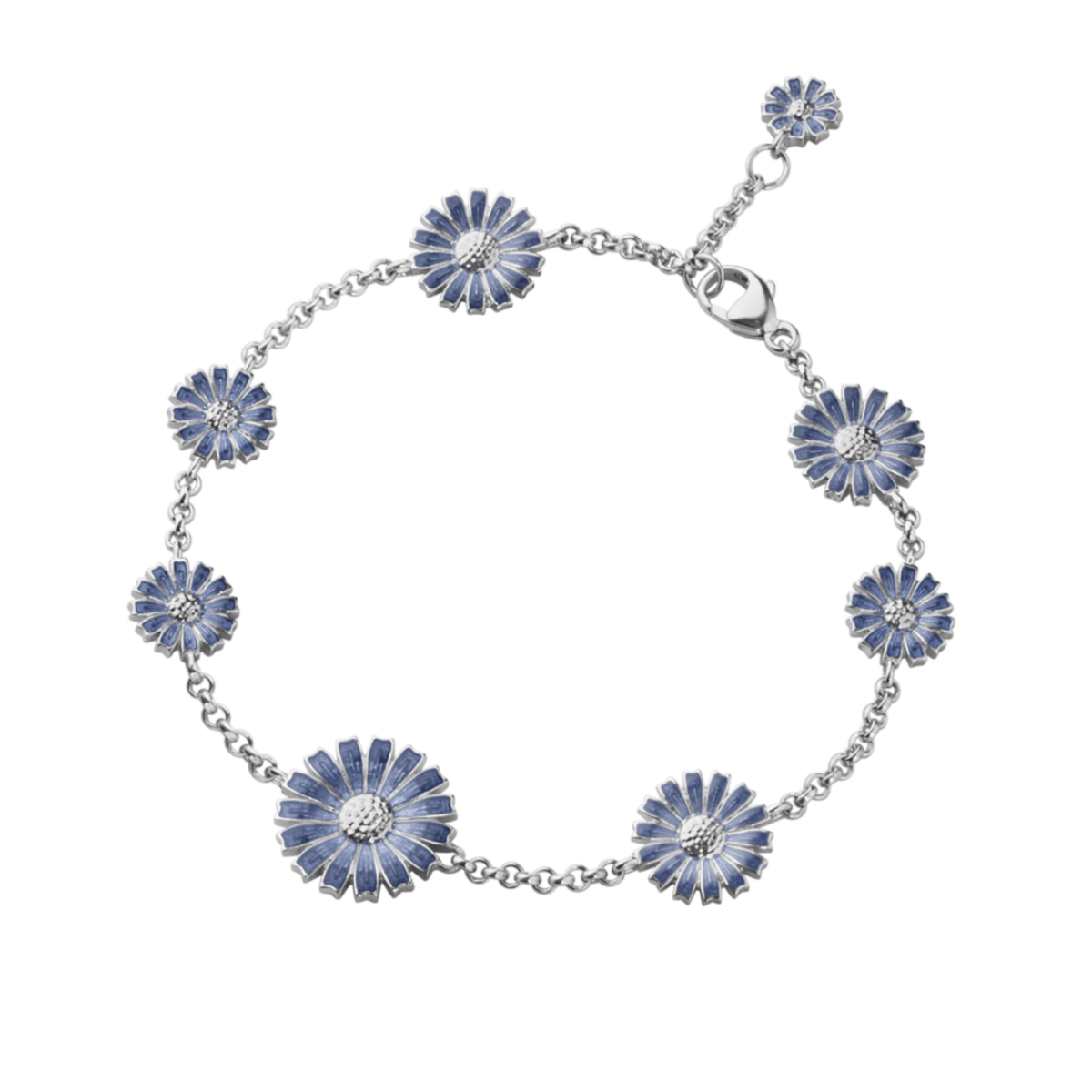 Georg Jensen DAISY Sterling Silver & Blue Enamel Bracelet 20001769