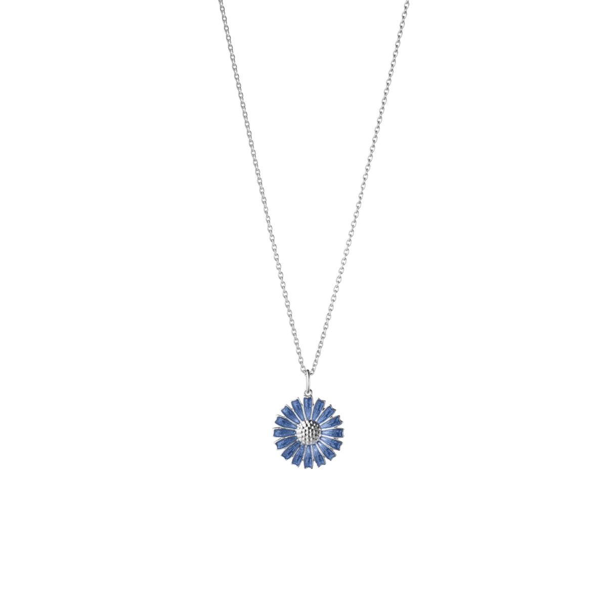Georg Jensen DAISY Sterling Silver Sterling Silver & Blue Enamel Pendant Necklace 20001545