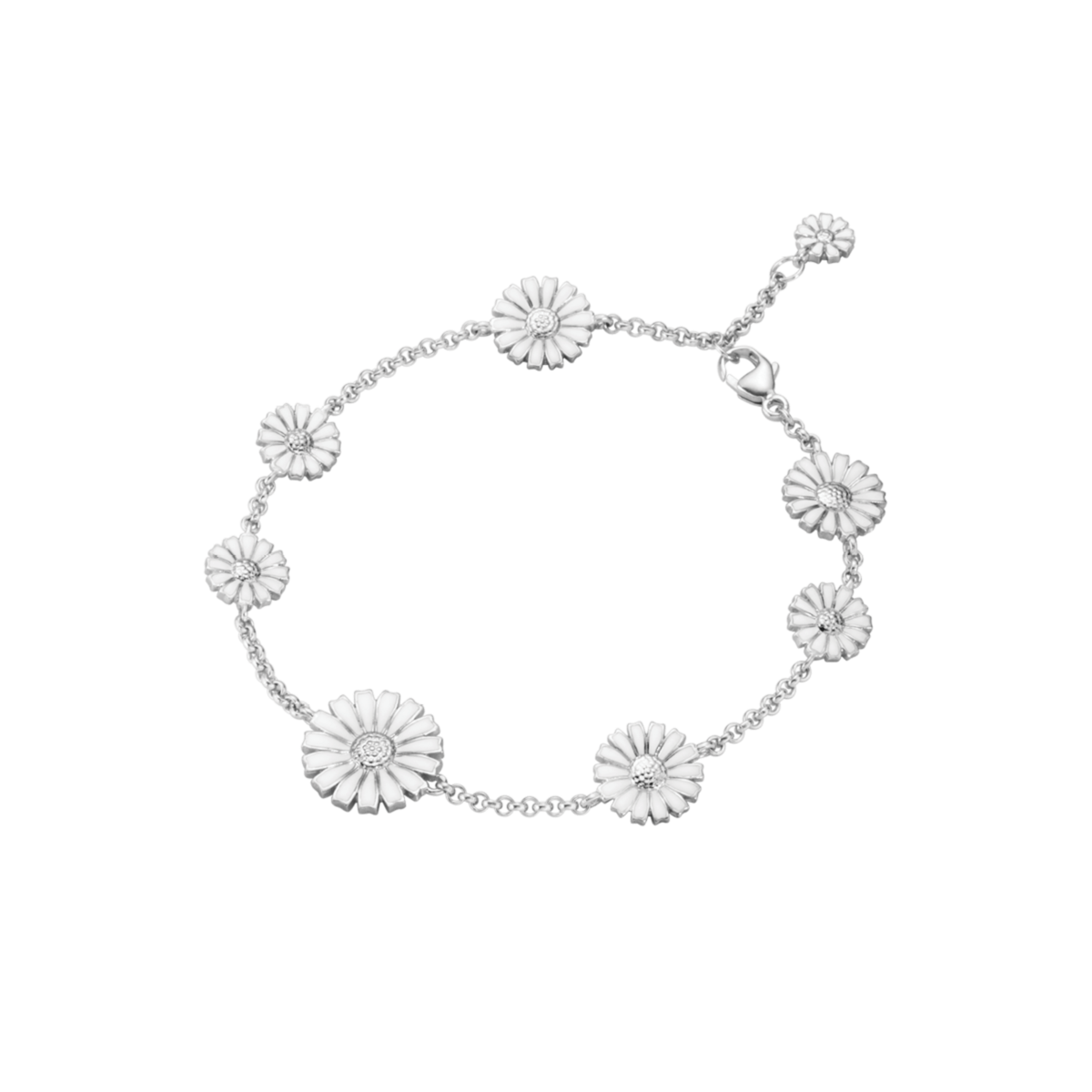 Georg Jensen DAISY Sterling Silver & White Enamel Bracelet 20001537