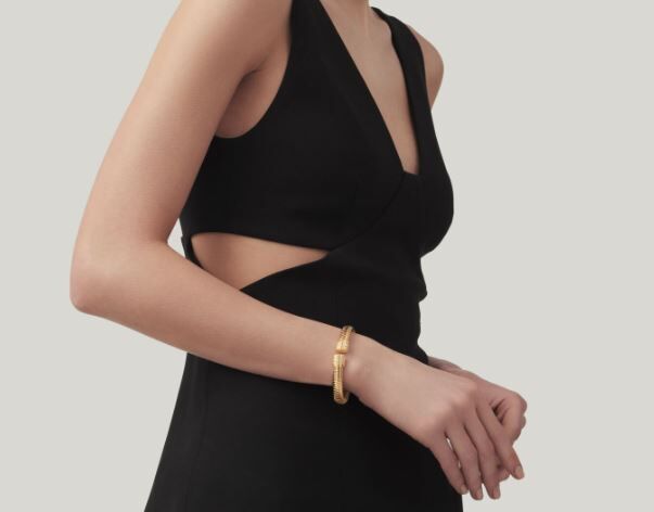 Giovanni Raspini Gold-Plated Sterling Silver Croco Tubogas Small Cuff Bangle