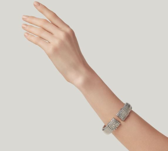 Giovanni Raspini Sterling Silver Croco Tubogas Big Cuff Bracelet