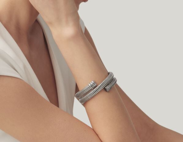 Giovanni Raspini Sterling Silver Croco Tubogas Double Bangle