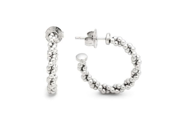 Giovanni Raspini Sterling Silver Wheat Chain Small Hoop Earrings