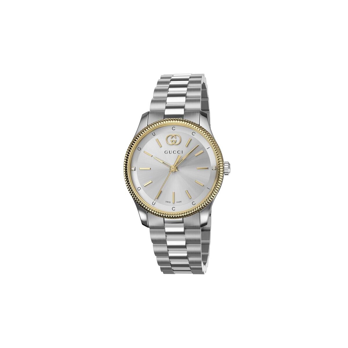 Gucci G-Timeless Silver Dial Two Tone Womens Quartz Watch