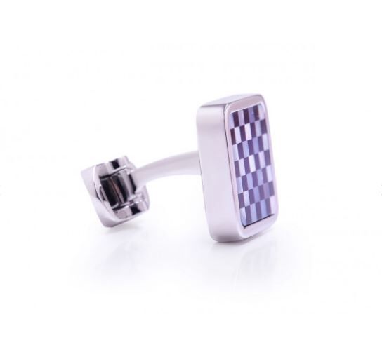 LEANSCHI Sterling Silver, Onyx & Mother of Pearl T-Bar Cufflinks AN HOMAGE TO KOLO M. (VIENNA 1900)
