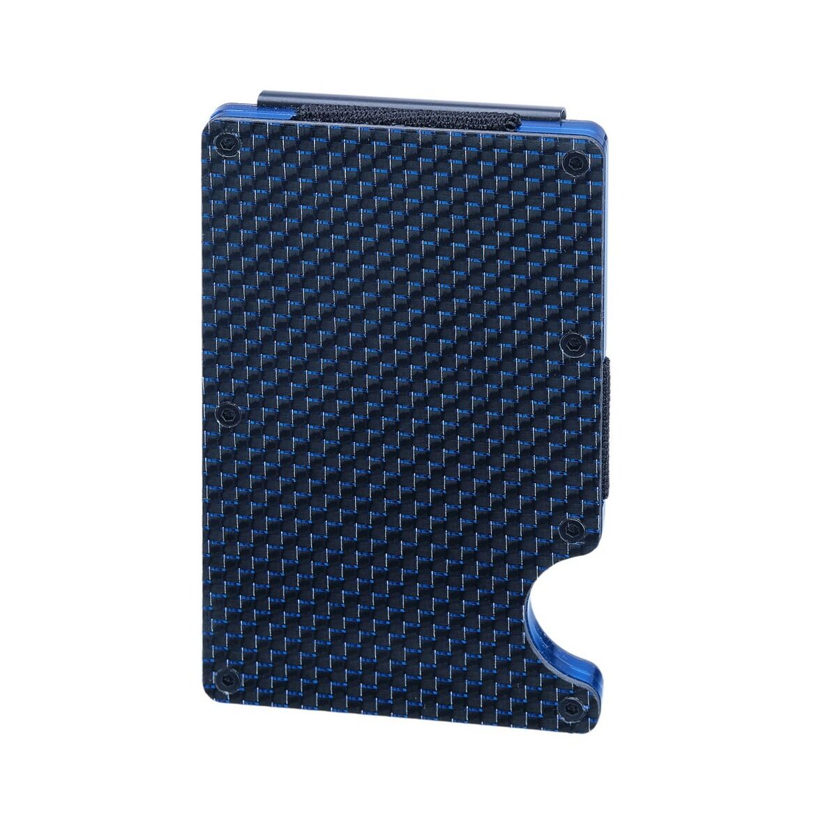 LEANSCHI Tech Wallet Black & Blue Carbon Fibre RFID Safe Credit Card Holder