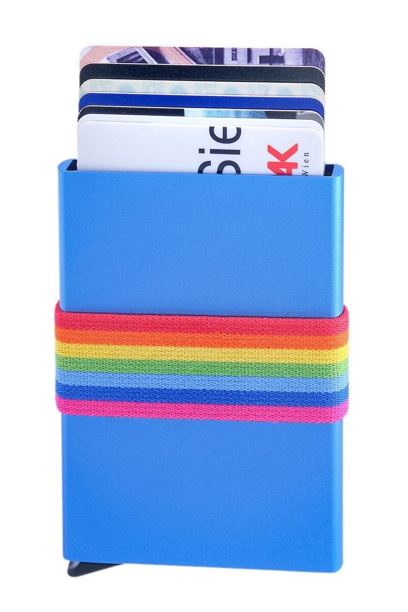 LEANSCHI Tech Wallet V2 "Pride" Blue Aluminium RFID Safe Credit Card Holder
